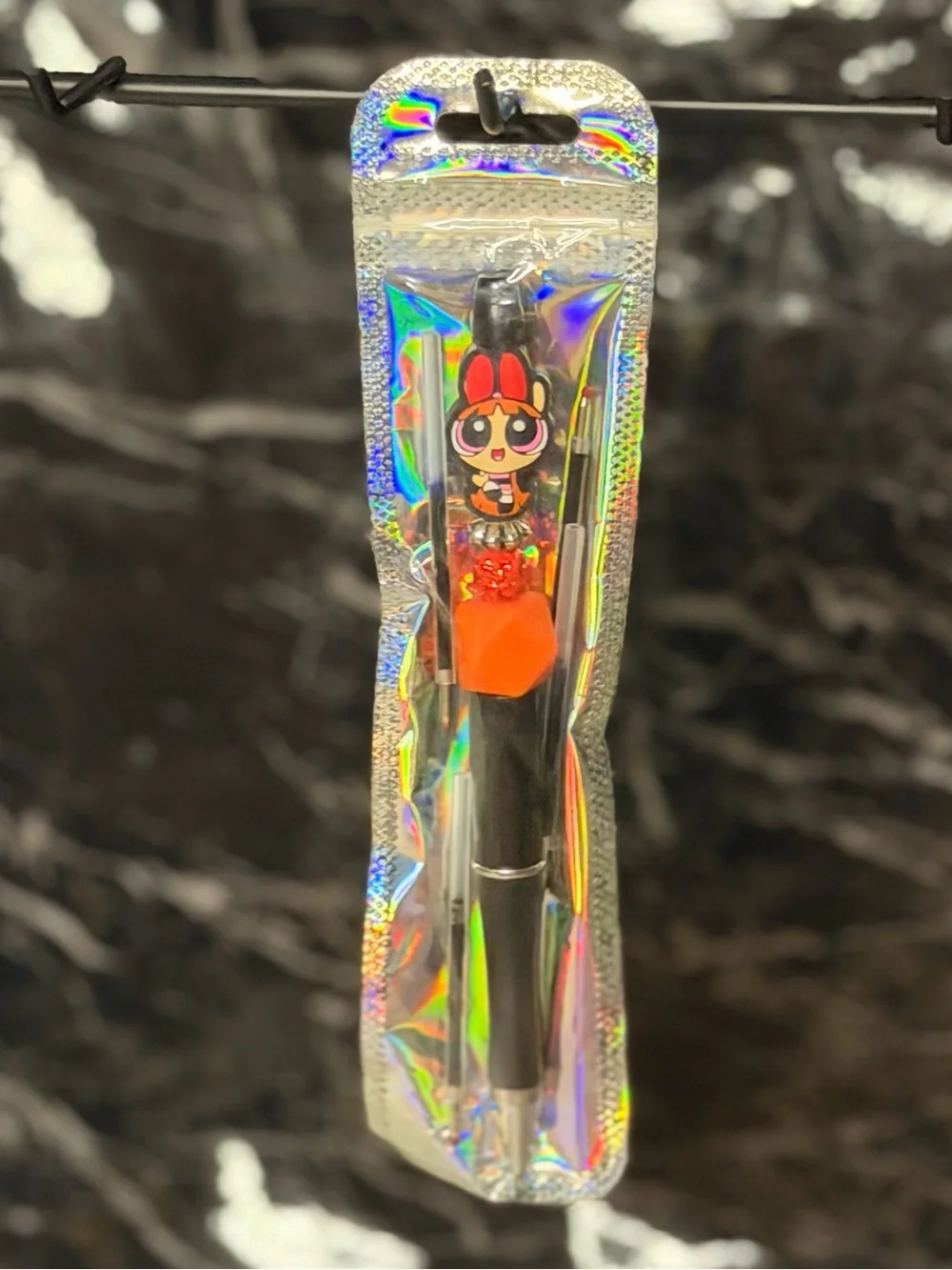 Blossom from Power puff Girls Focal Bead Pen Black & Blu Ink